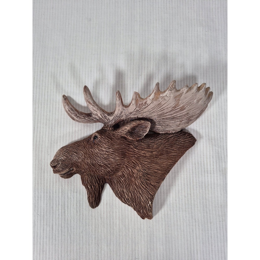 Jennings Decoy Moose Head Wall Plaque T Kallich 1987 Rustic Cabin Decor Resin